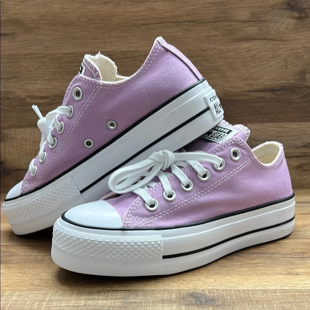 Converse Purple Canvas Sneakers Platform Low-Top